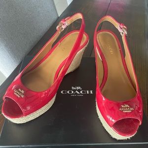 Red leather sling backs from Coach